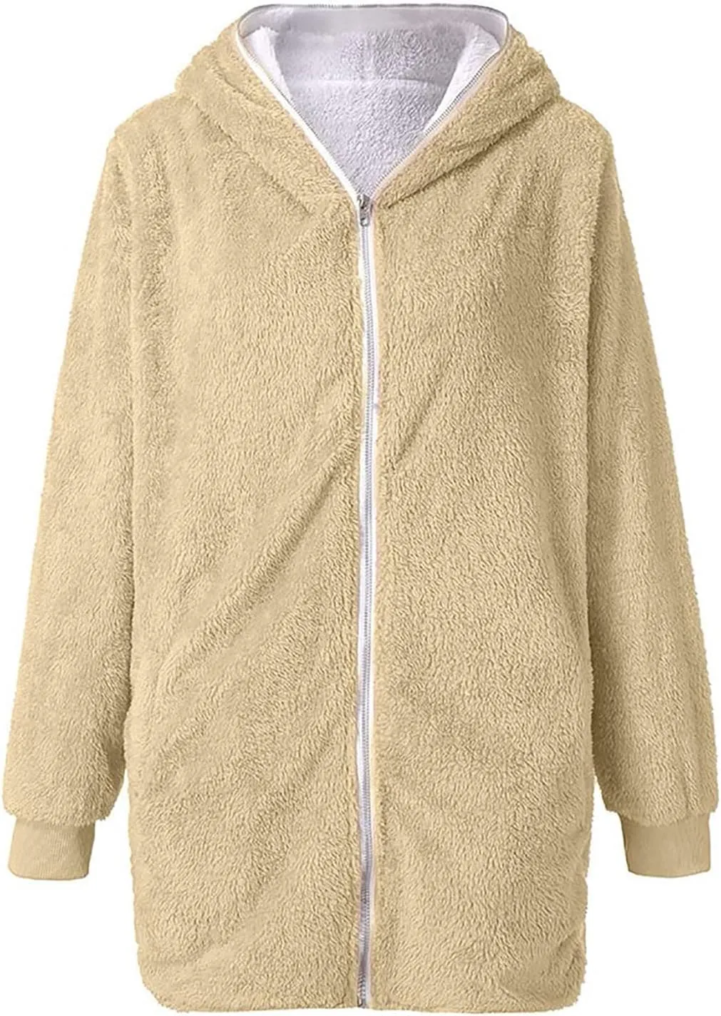5665 Women Teen Girls Teddy Jackets Zip Hoodie Quilted Lightweight Wool Blend Fleece Sherpa Winter Trench Coats Outerwear