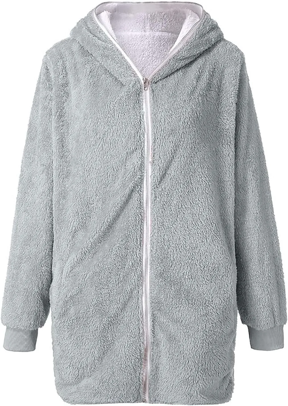 5665 Women Teen Girls Teddy Jackets Zip Hoodie Quilted Lightweight Wool Blend Fleece Sherpa Winter Trench Coats Outerwear