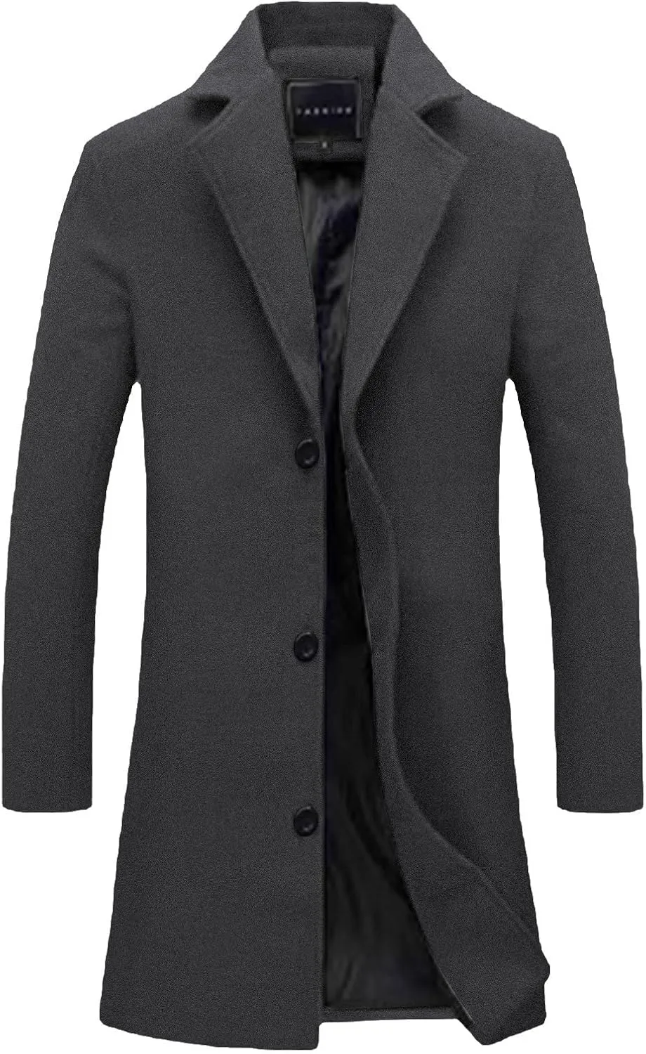 Akklian Pea Coats for Men Wool Blend Notched Collar Single Breasted Overcoat Business Casual Winter Trench Coat with Pocket