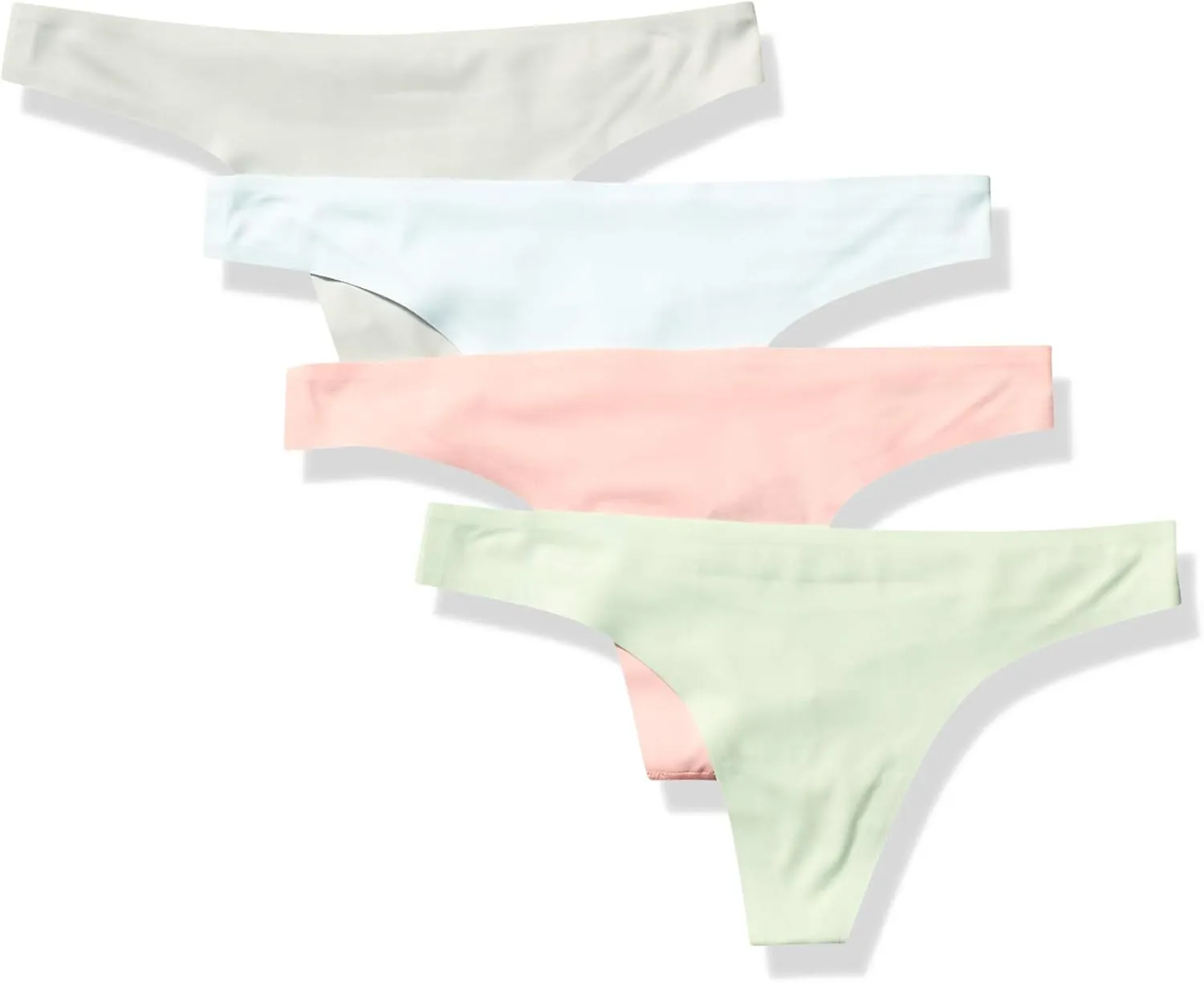 Amazon Essentials Seamless Underwear for Women Thong, Bonded Stretch, 4-Pack