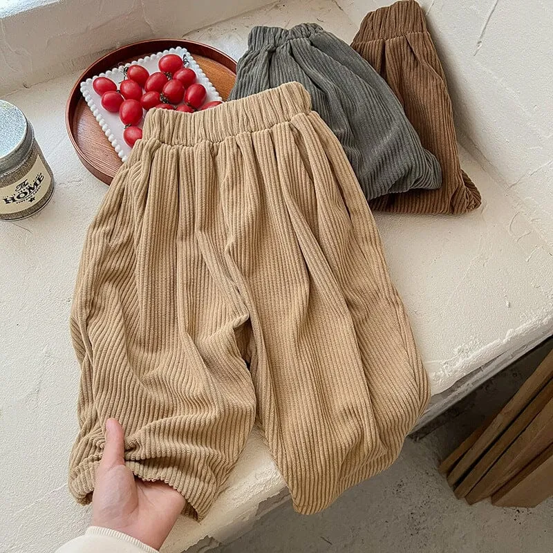 Aoife Solid Color Corduroy Casual Pants