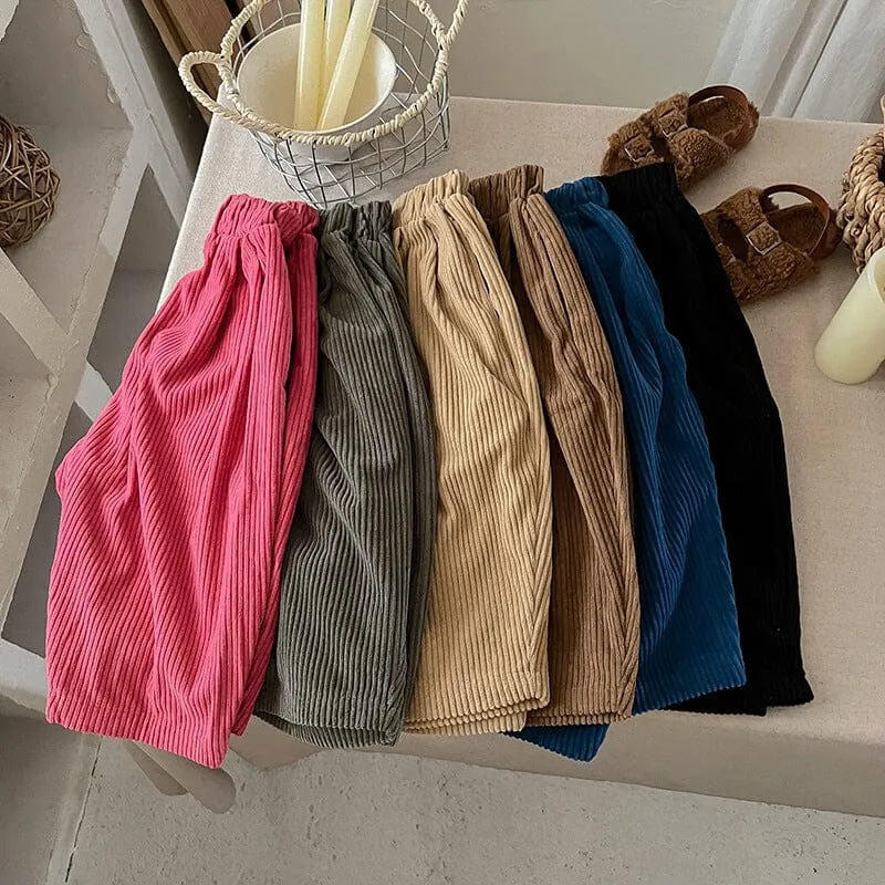Aoife Solid Color Corduroy Casual Pants