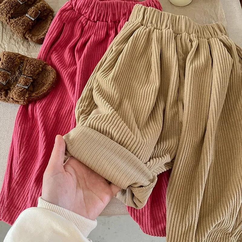 Aoife Solid Color Corduroy Casual Pants