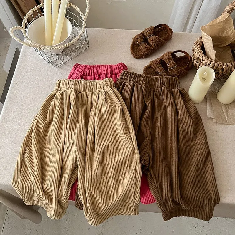 Aoife Solid Color Corduroy Casual Pants