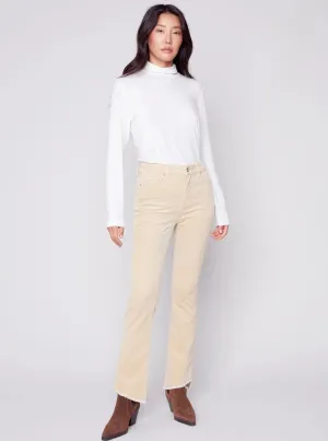 Assymetrical Hem Bootcut Pant [Natural-C5429]