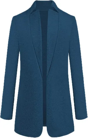 Blazer Jackets for Women Business Casual Elegant Mid-long Cardigan Wool Blend Jacket Fall Trench Coats Outerwear