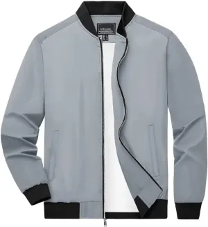 Boladeci Men's Bomber Jackets Light-weight Casual Style Windbreaker Water Resistant Full Zip Up Spring Summer Fall Jackets