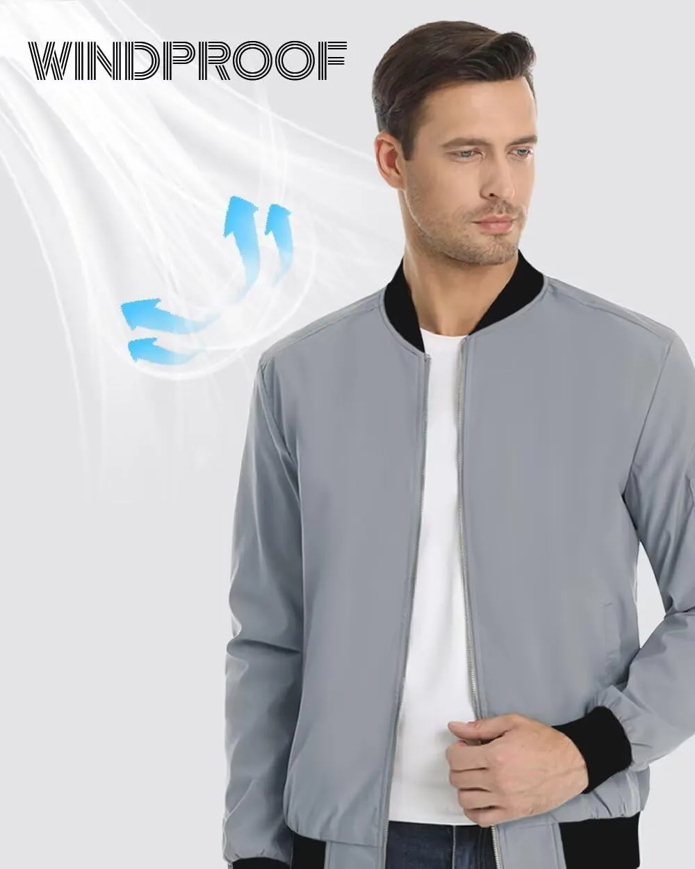 Boladeci Men's Bomber Jackets Light-weight Casual Style Windbreaker Water Resistant Full Zip Up Spring Summer Fall Jackets