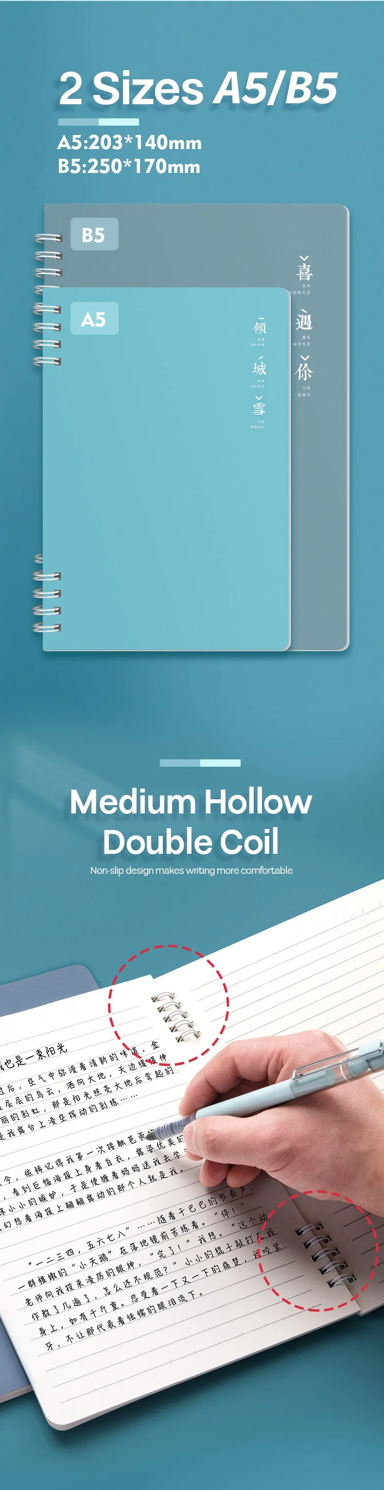 Buku Notebook A5 Double Coil Waterproof Tebal Halaman Bergaris SBNA560