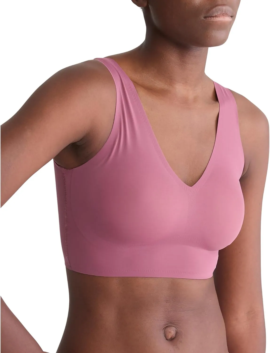 Calvin Klein Women's Invisibles Comfort Seamless Lightly Lined V Neck Bralette Bra