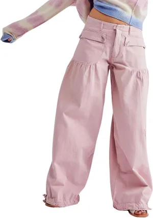 chouyatou Women's Boyfriend Baggy Jeans Y2k Barrel Wide Leg Jeans Drawstring Bottom Pleated Denim Pants