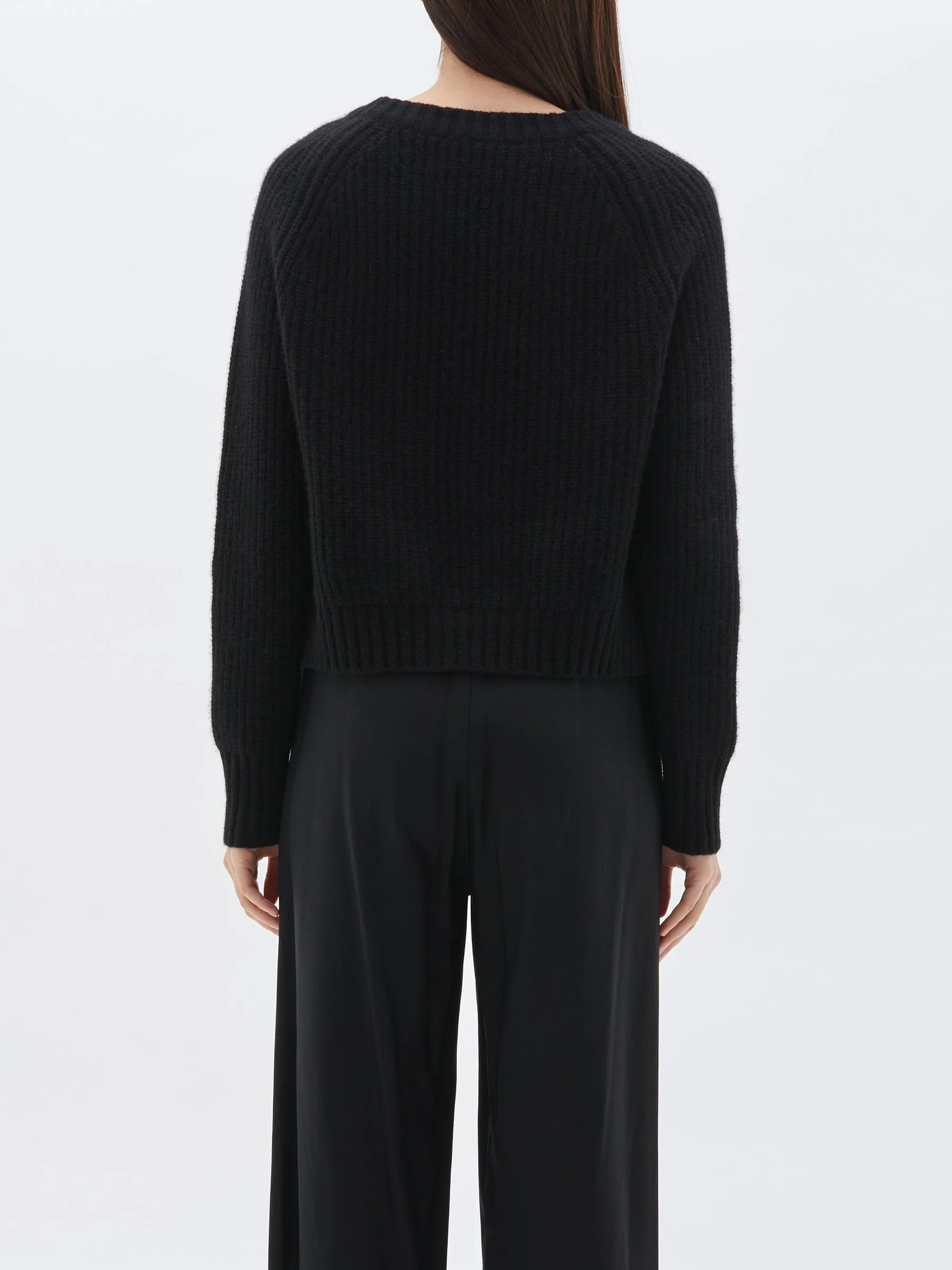 chunky cropped crew neck knit