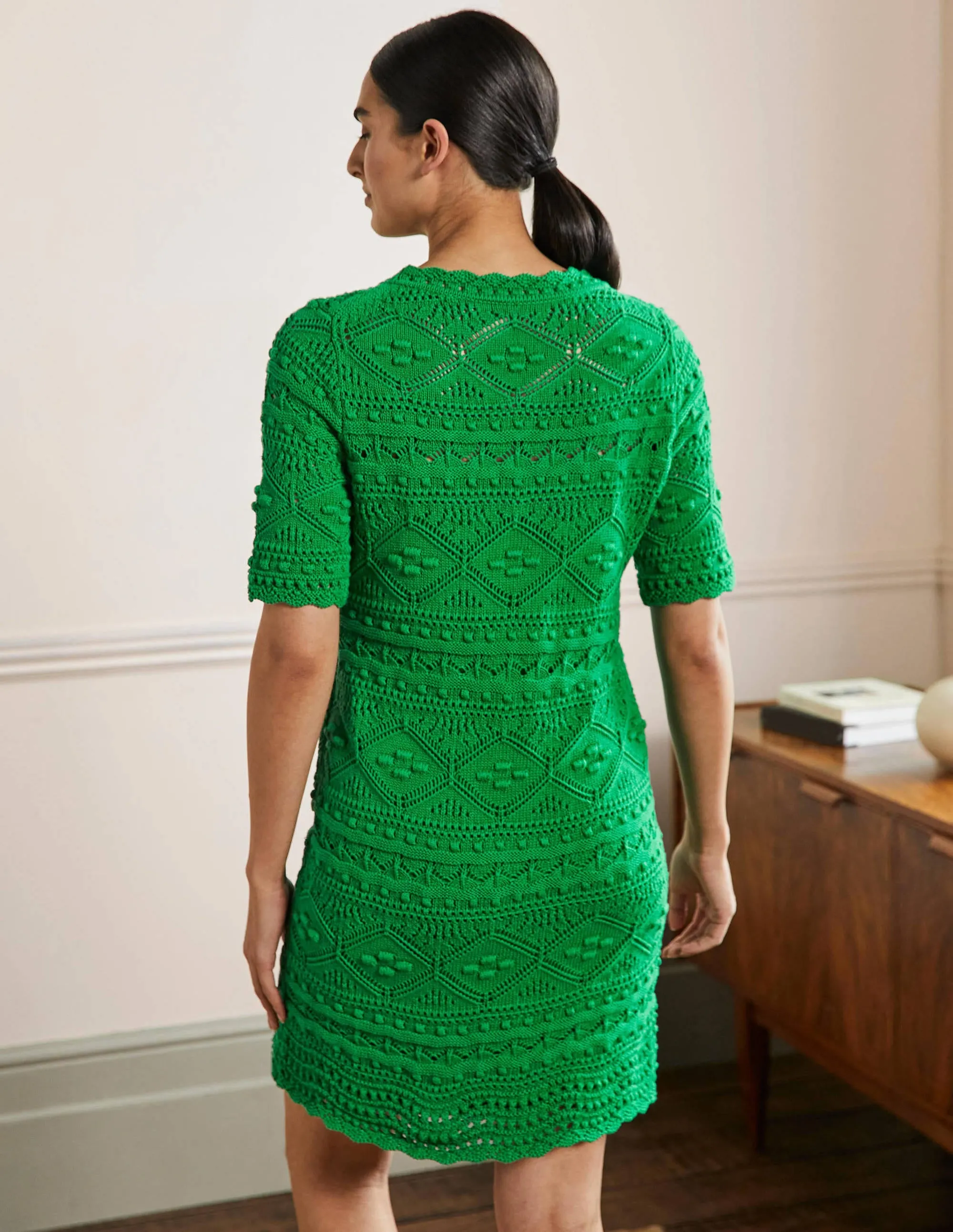 Claudia Textured Knitted Dress-Highland Green