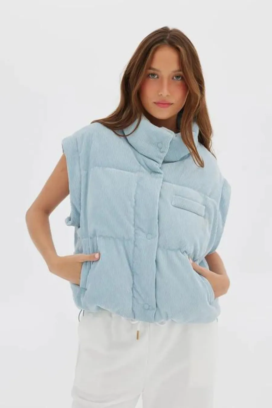 Corduroy Puffer/Vest Baby Blue
