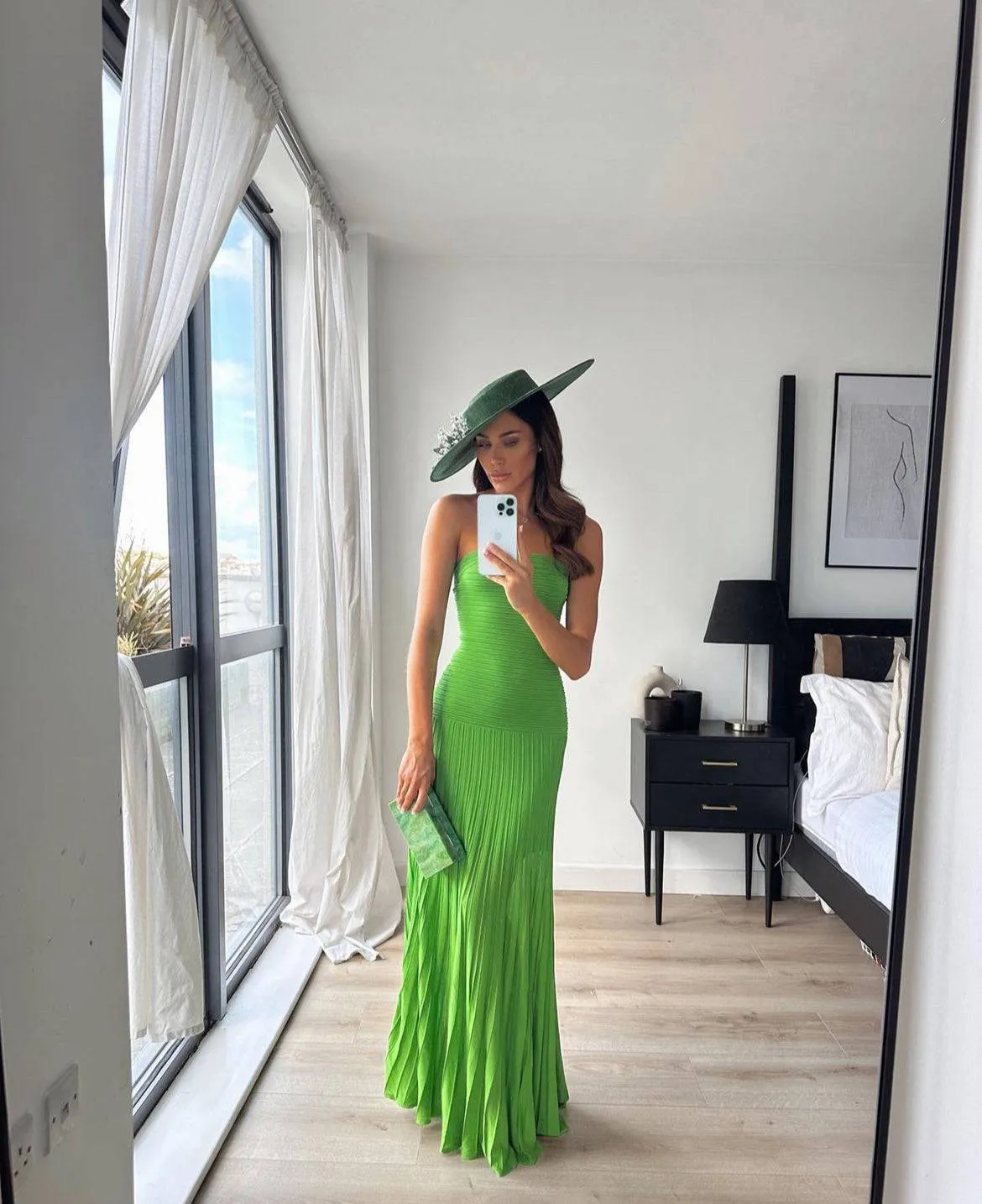 Cos - Knitted Bandeau Maxi Dress in Green