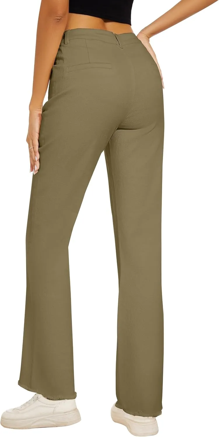 Denim Women Cropped Trousers Jeans Pants Leg Jeans High Rise Pants Stretchy with Pockets