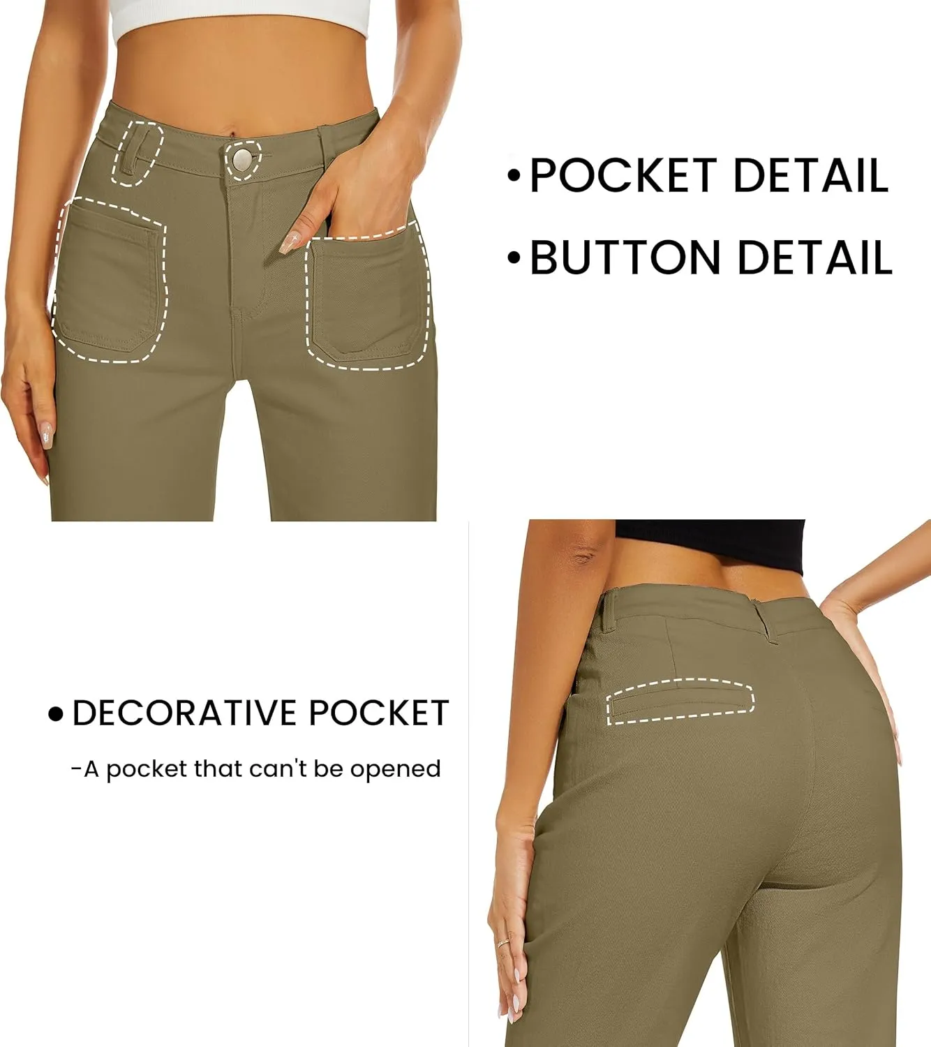Denim Women Cropped Trousers Jeans Pants Leg Jeans High Rise Pants Stretchy with Pockets