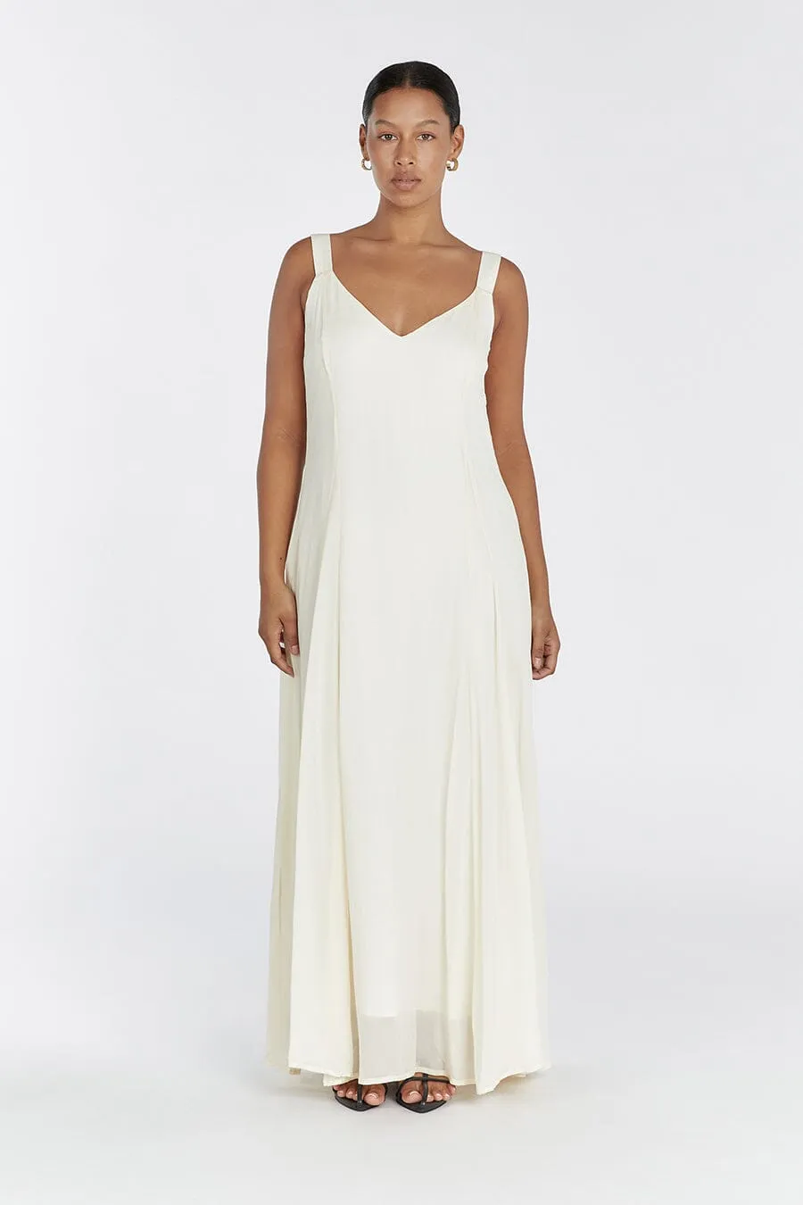 EMILY BUTTERMILK V-NECK MAXI DRESS