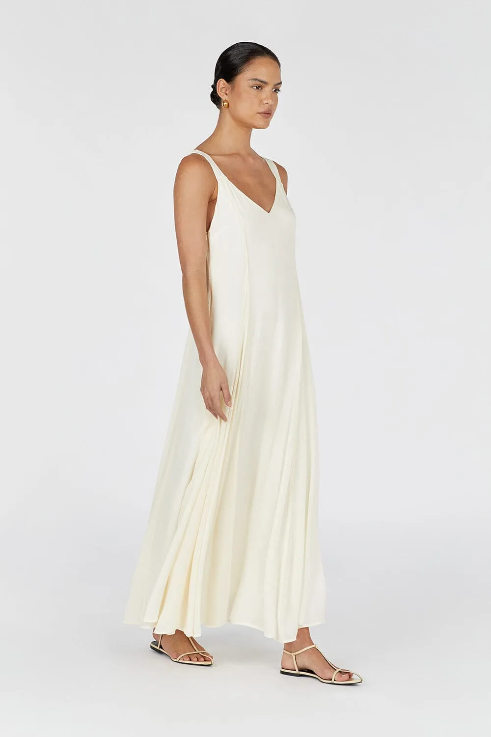 EMILY BUTTERMILK V-NECK MAXI DRESS
