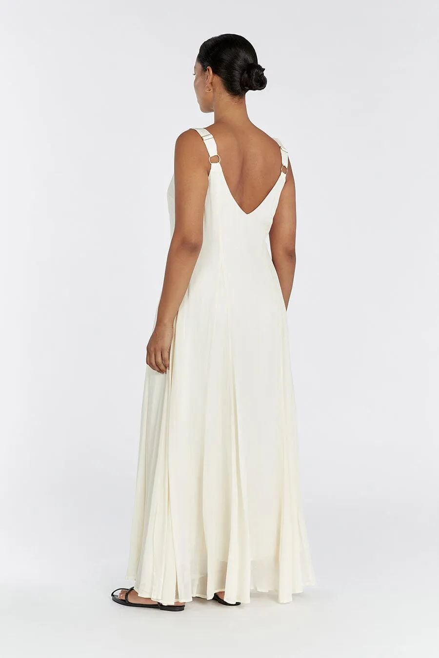 EMILY BUTTERMILK V-NECK MAXI DRESS