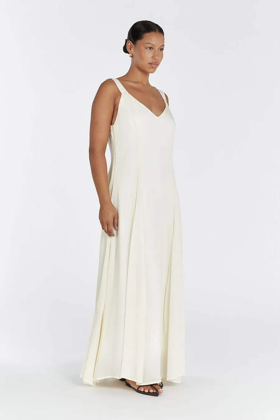 EMILY BUTTERMILK V-NECK MAXI DRESS