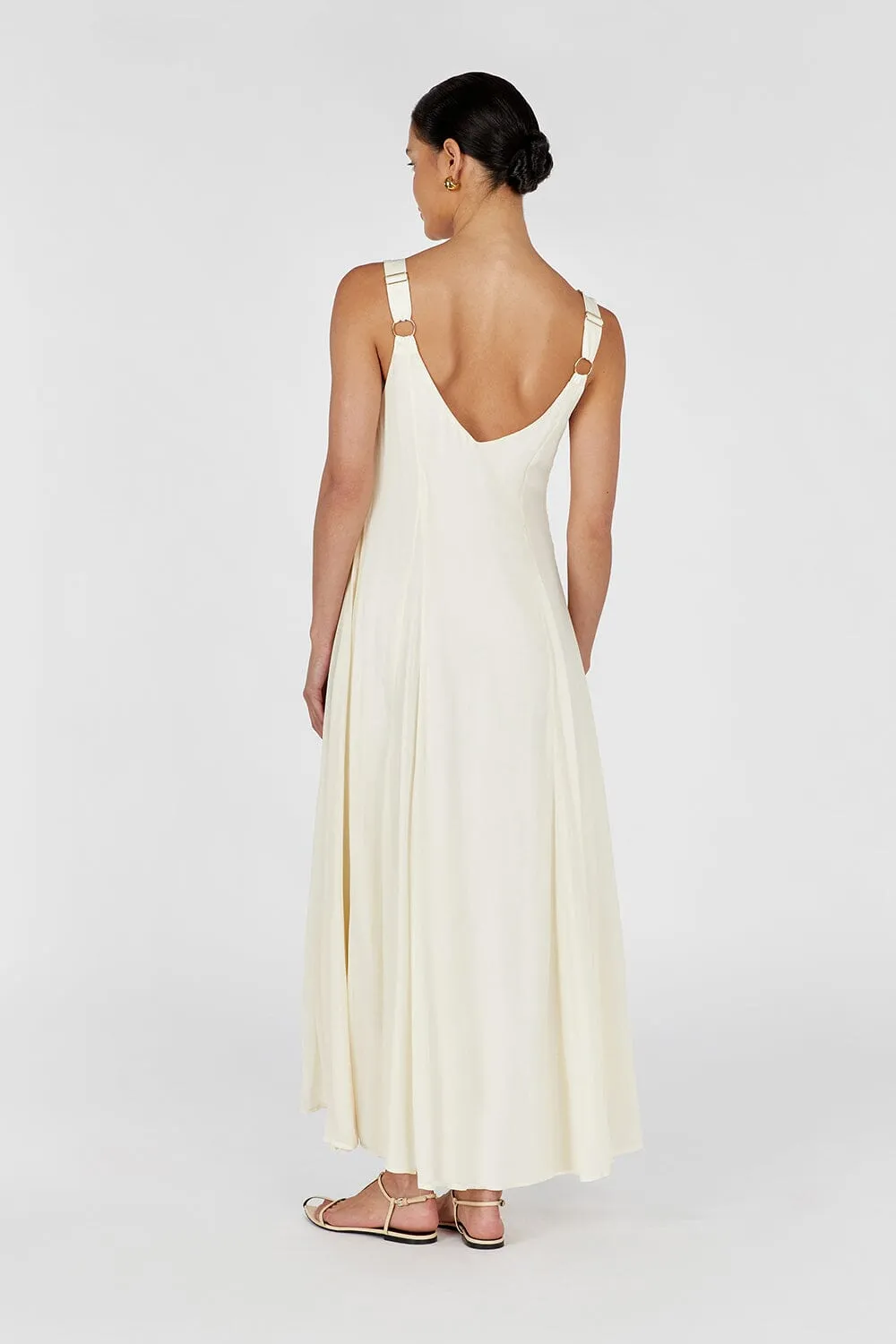 EMILY BUTTERMILK V-NECK MAXI DRESS
