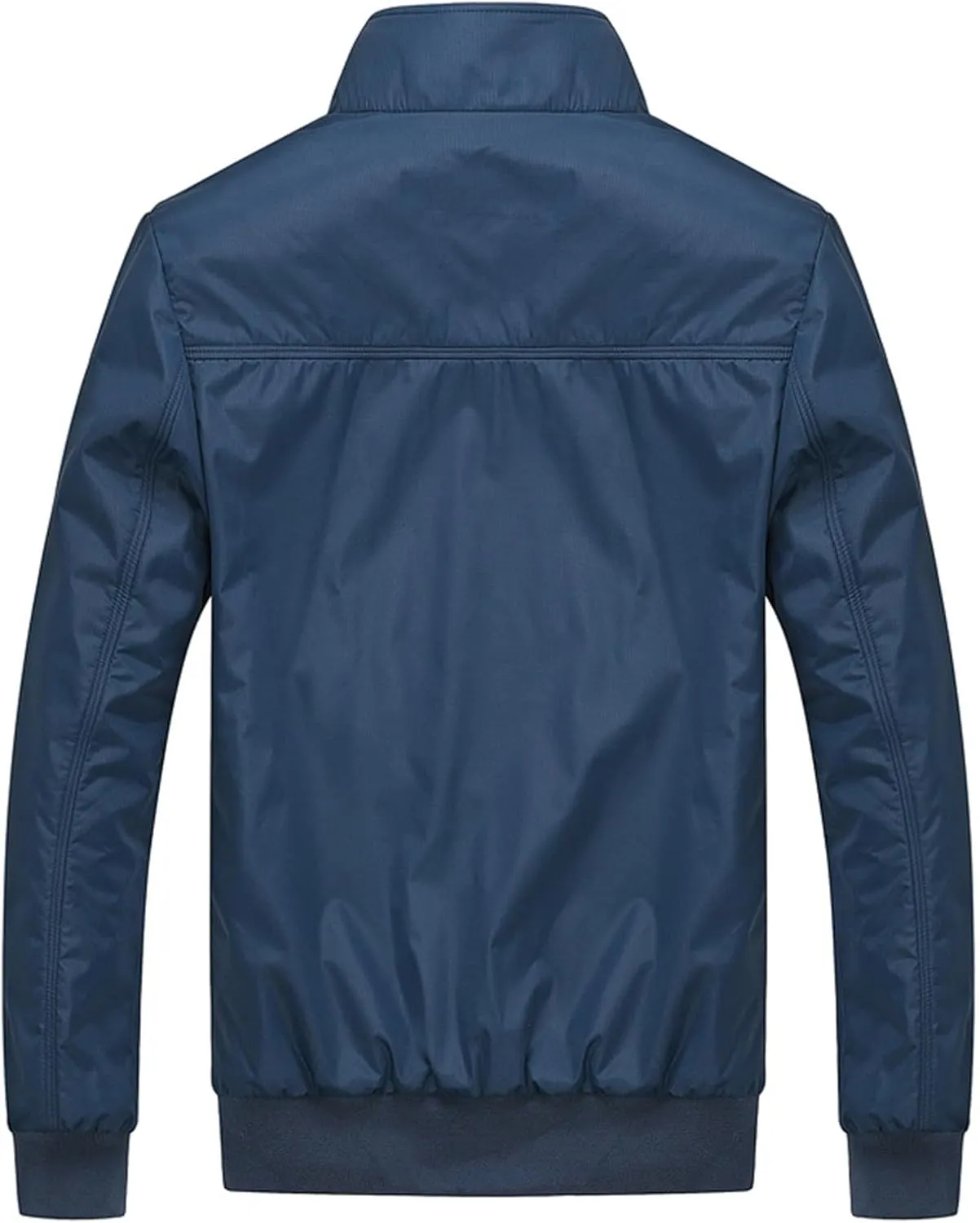 Fall Jacket for Men Casual Thickened Plus Size Loose Fit Work Jackets Full Zip Stand Collar Coat with Zipper Pockets