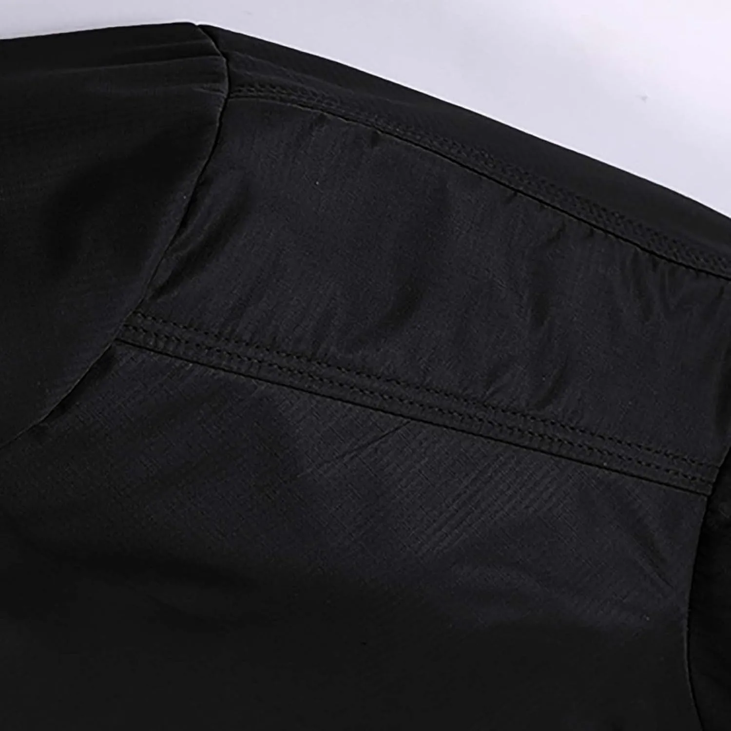 Fall Jacket for Men Casual Thickened Plus Size Loose Fit Work Jackets Full Zip Stand Collar Coat with Zipper Pockets