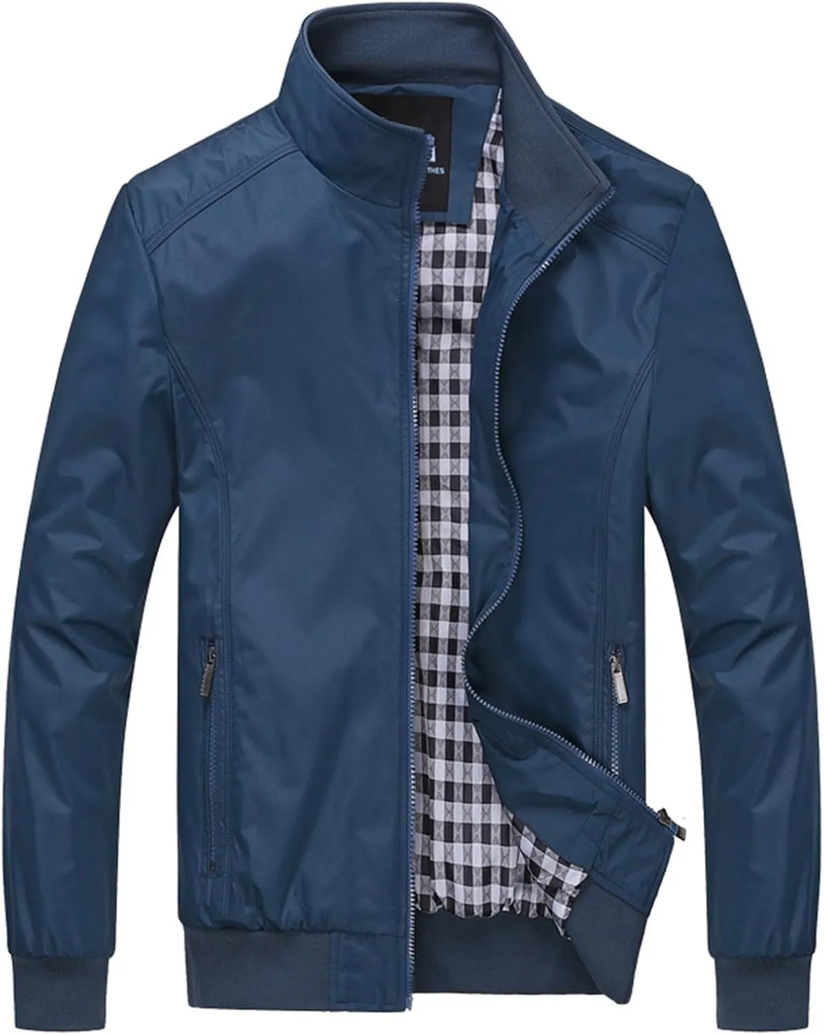 Fall Jacket for Men Casual Thickened Plus Size Loose Fit Work Jackets Full Zip Stand Collar Coat with Zipper Pockets