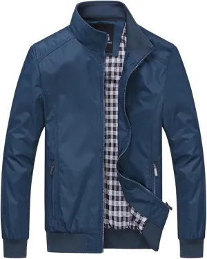 Fall Jacket for Men Casual Thickened Plus Size Loose Fit Work Jackets Full Zip Stand Collar Coat with Zipper Pockets