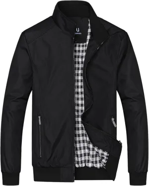 Fall Jacket for Men Casual Thickened Plus Size Loose Fit Work Jackets Full Zip Stand Collar Coat with Zipper Pockets