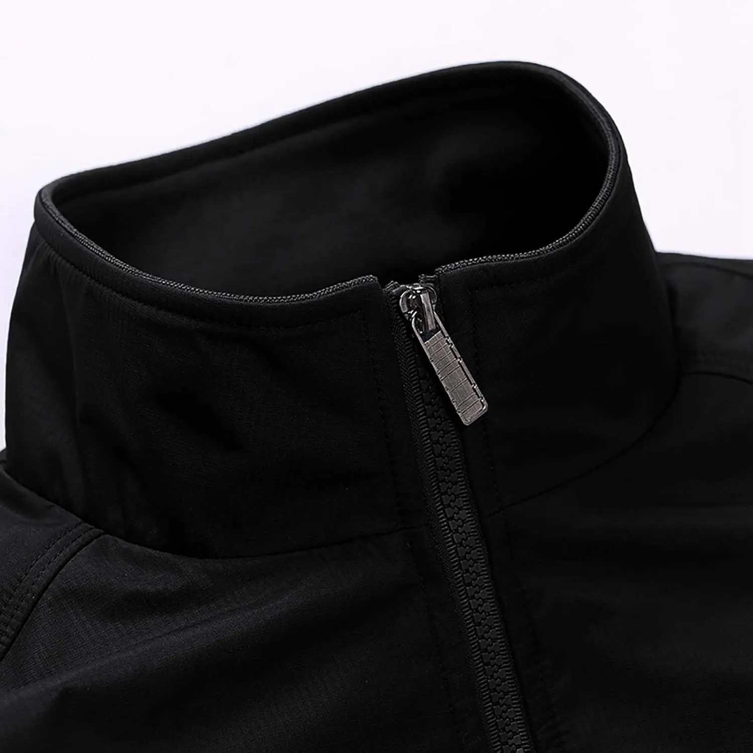 Fall Jacket for Men Casual Thickened Plus Size Loose Fit Work Jackets Full Zip Stand Collar Coat with Zipper Pockets
