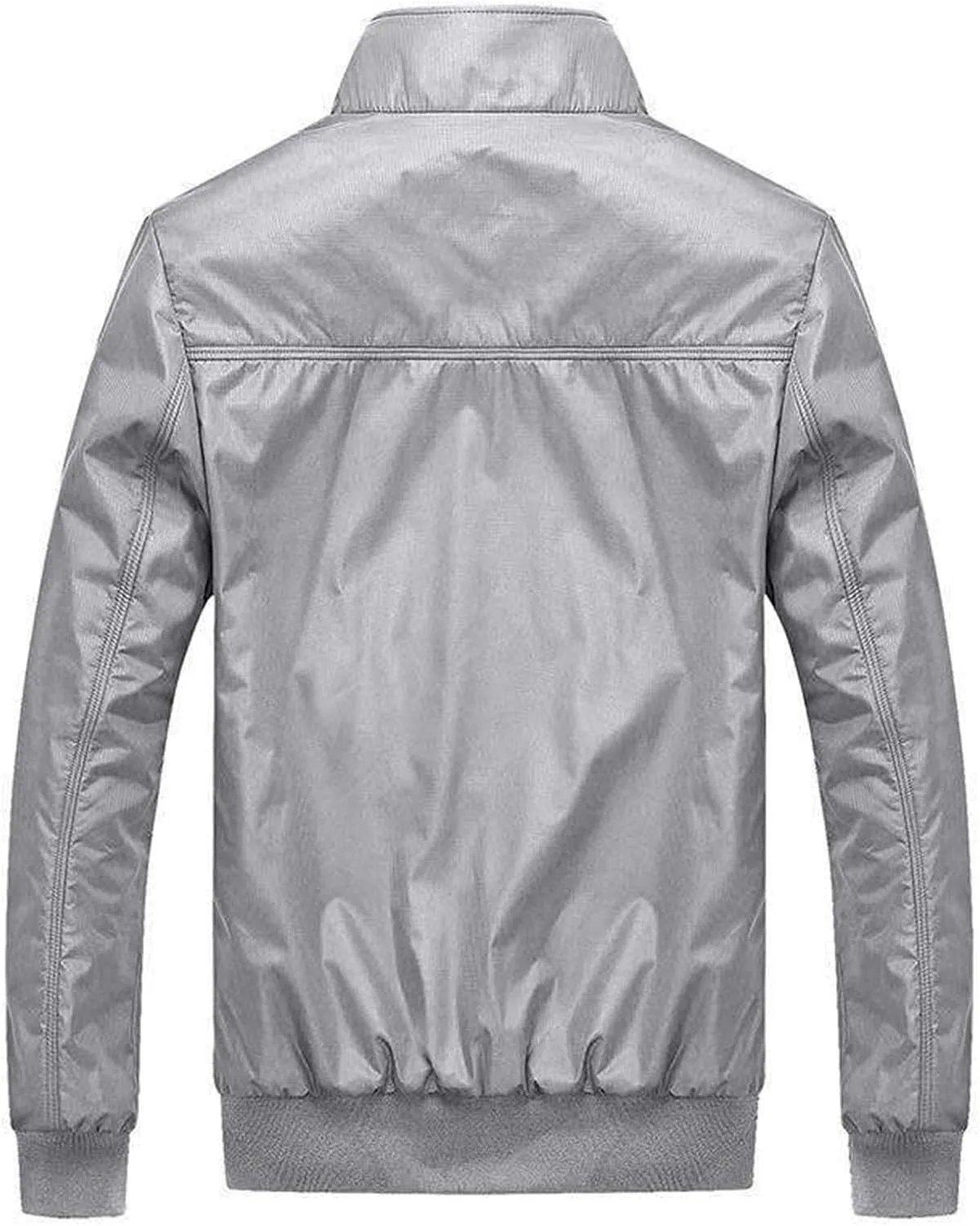 Fall Jacket for Men Casual Thickened Plus Size Loose Fit Work Jackets Full Zip Stand Collar Coat with Zipper Pockets