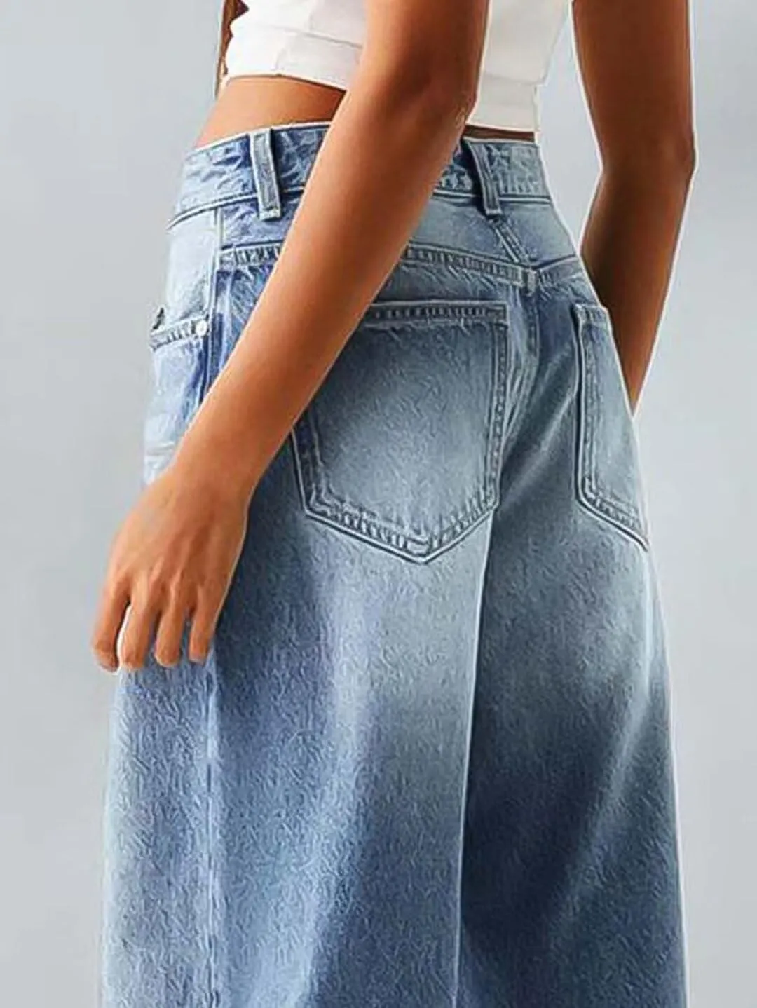 Flamingals Straight Leg Jeans for Women Ripped Raw Hem Mid Waisted Bootcut Jeans Without Belts