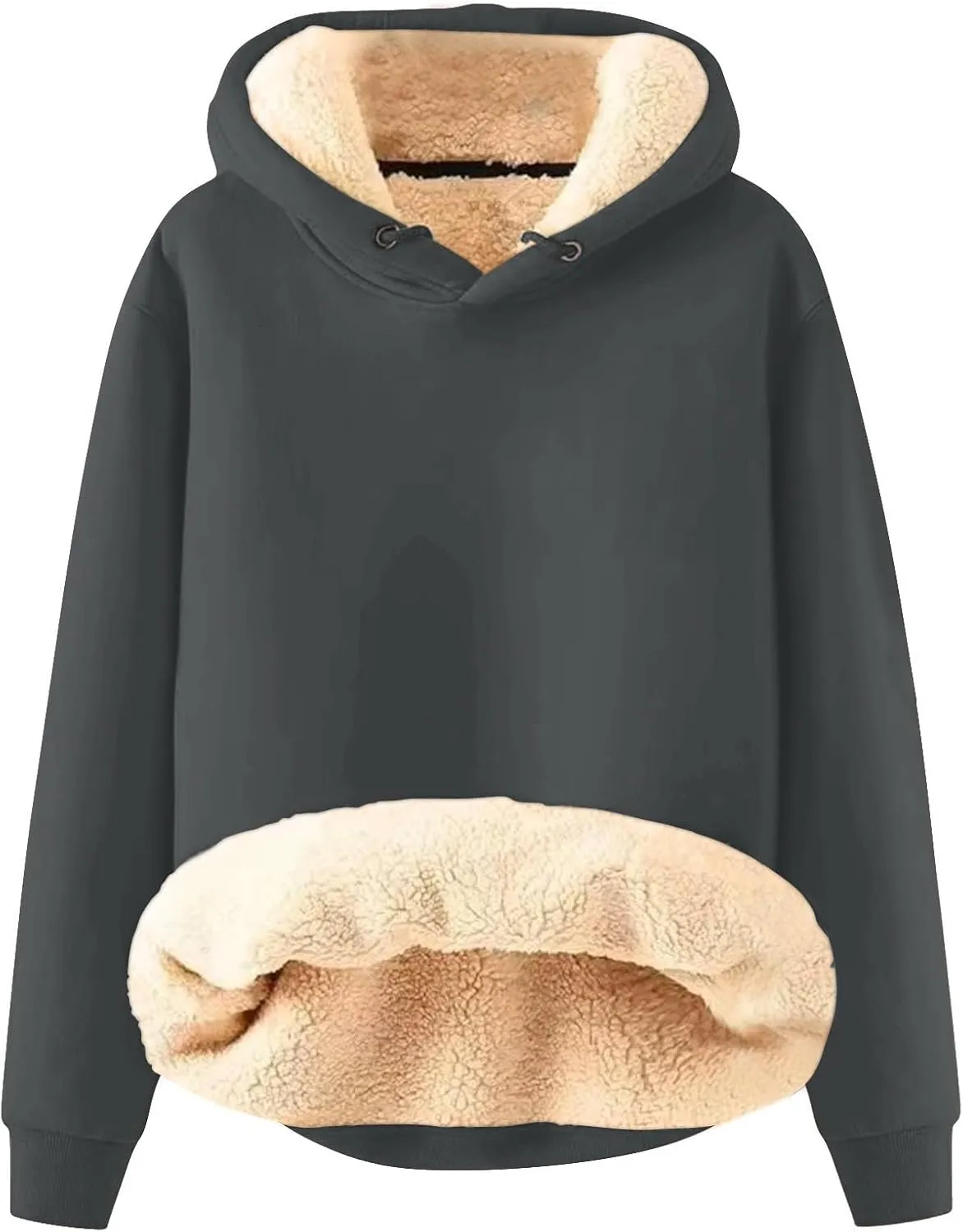 Fleece Hoodie Men Winter Warm Plus Size Sherpa Lined Pullover Hoodie Relaxed Fit Oversized Heavy Hooded Sweatshirt