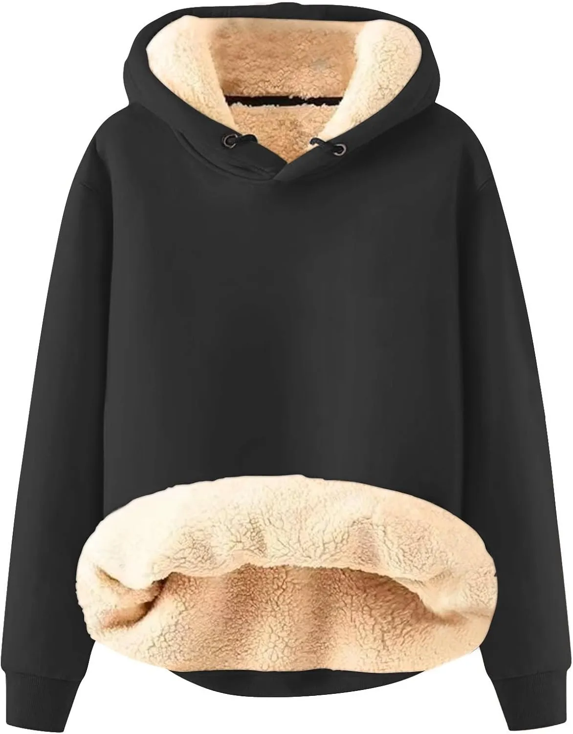 Fleece Hoodie Men Winter Warm Plus Size Sherpa Lined Pullover Hoodie Relaxed Fit Oversized Heavy Hooded Sweatshirt