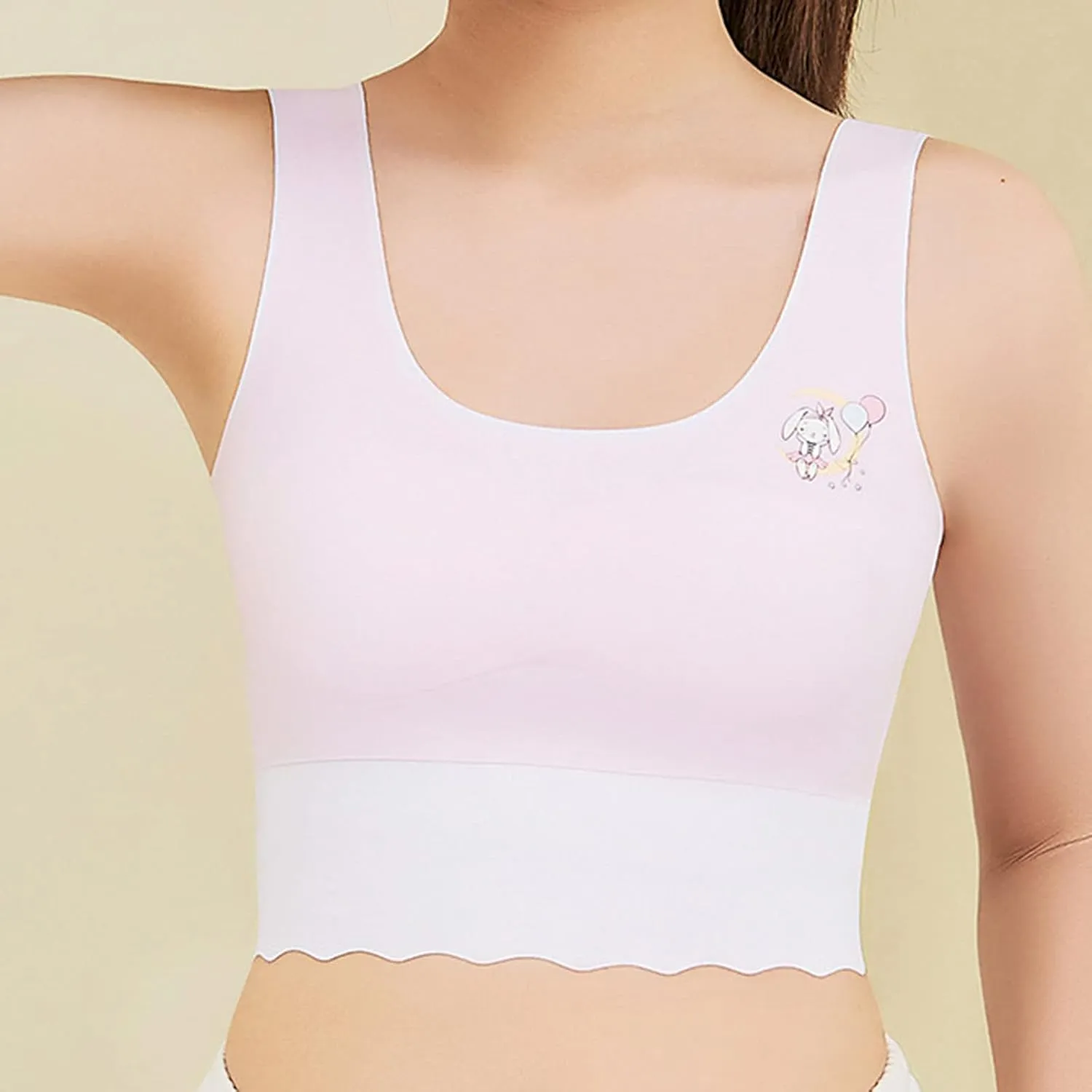 Girls Training Bra-Racerback Sports Seamless Bras, Teen Bra Comfort Seamless, Girls Bra with Removable Mini-A Cup Pad