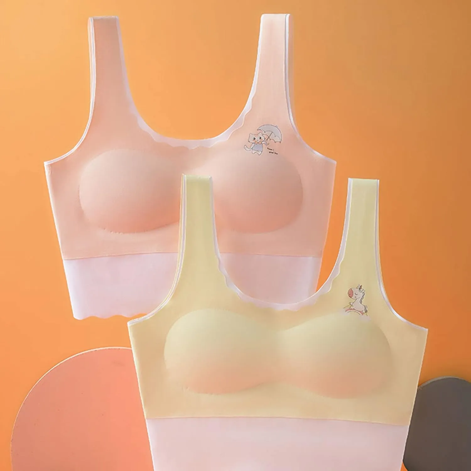 Girls Training Bra-Racerback Sports Seamless Bras, Teen Bra Comfort Seamless, Girls Bra with Removable Mini-A Cup Pad