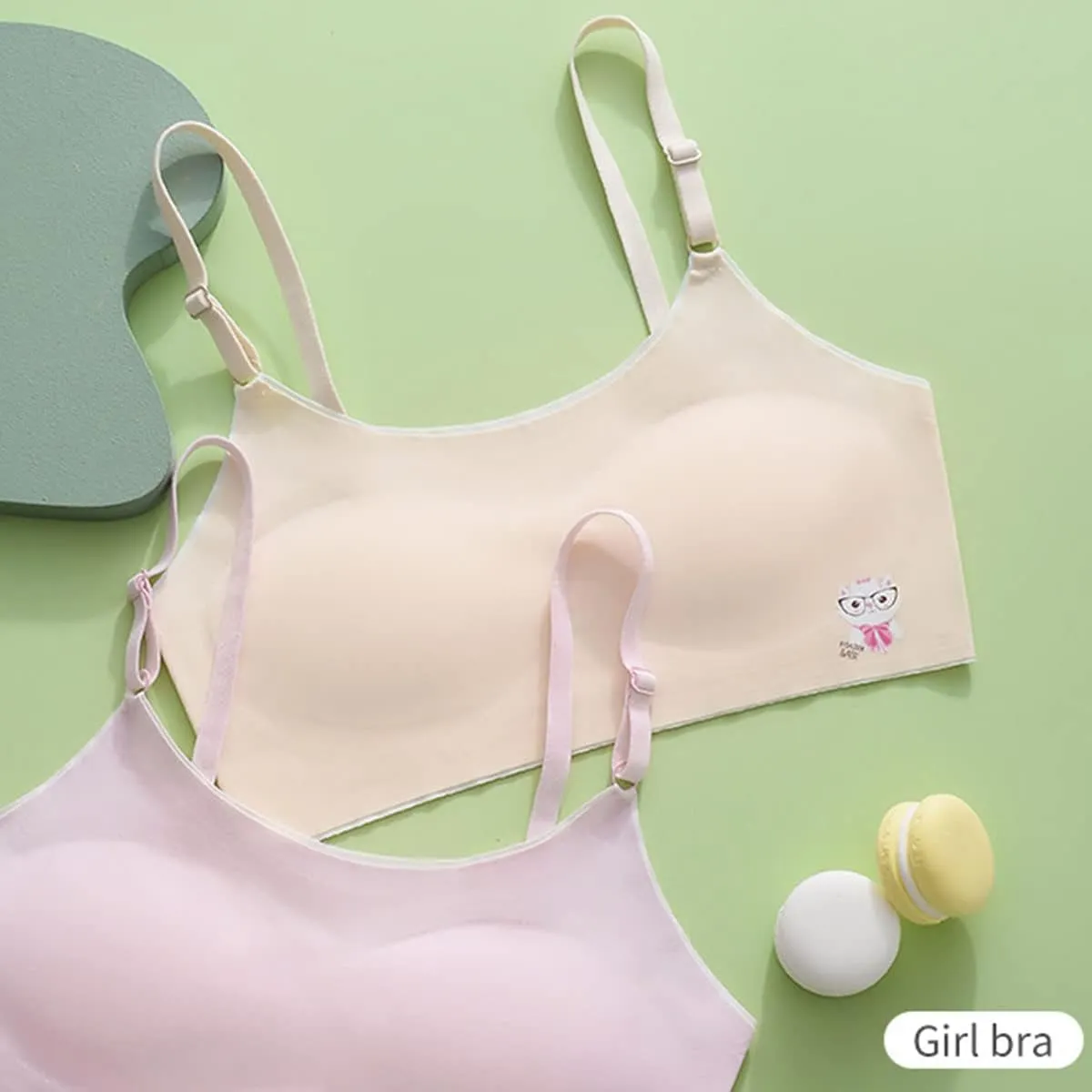 Girls Training Bra-Racerback Sports Seamless Bras, Teen Bra Comfort Seamless, Girls Bra with Removable Mini-A Cup Pad