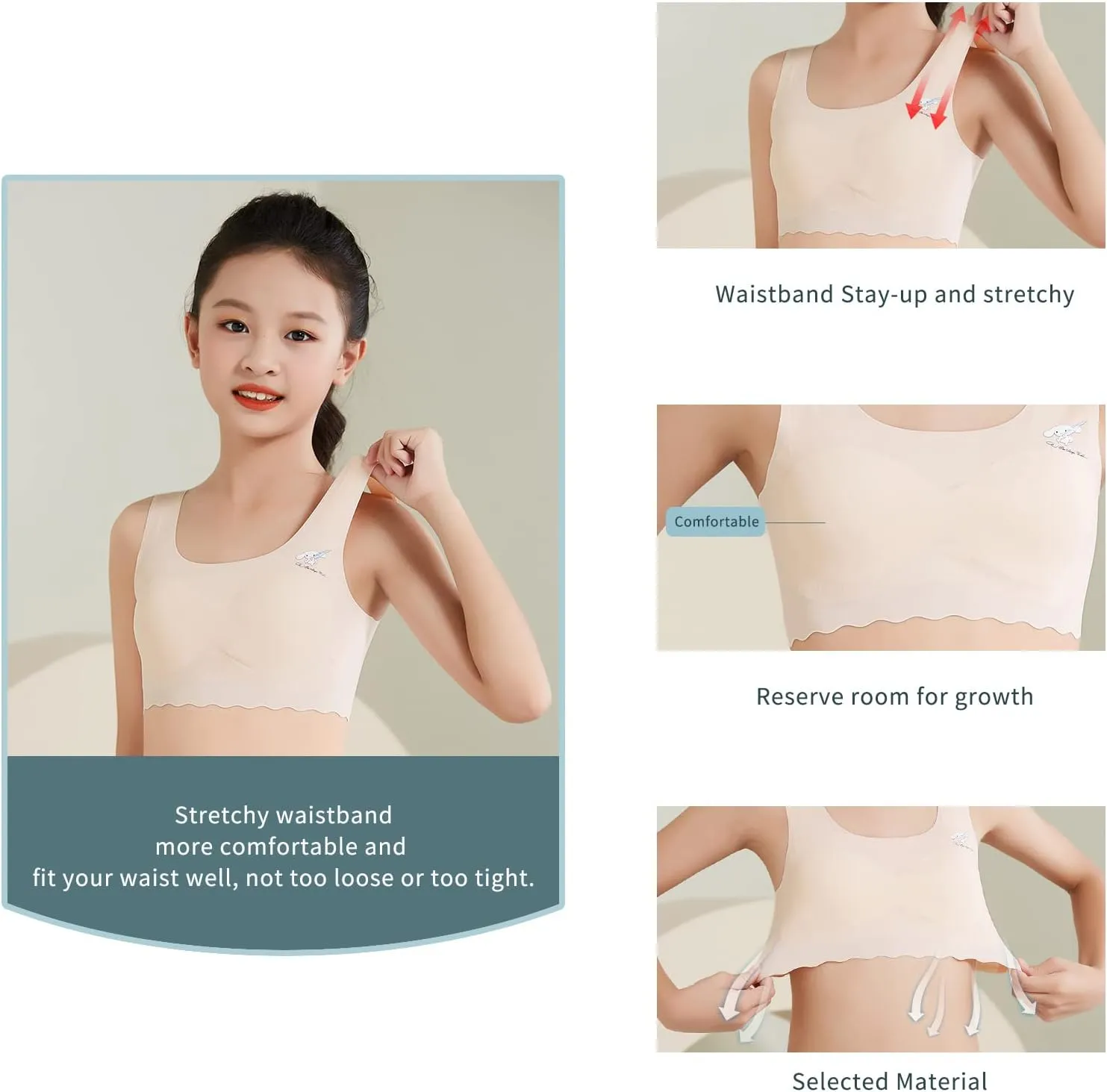 Girls Training Bra-Racerback Sports Seamless Bras, Teen Bra Comfort Seamless, Girls Bra with Removable Mini-A Cup Pad