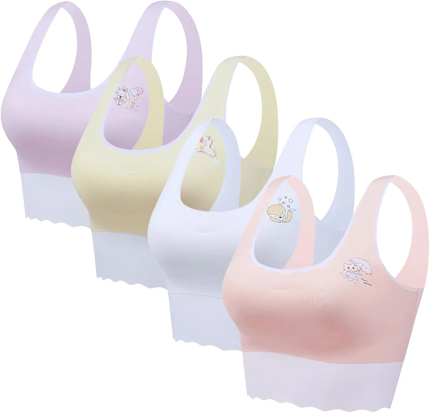 Girls Training Bra-Racerback Sports Seamless Bras, Teen Bra Comfort Seamless, Girls Bra with Removable Mini-A Cup Pad