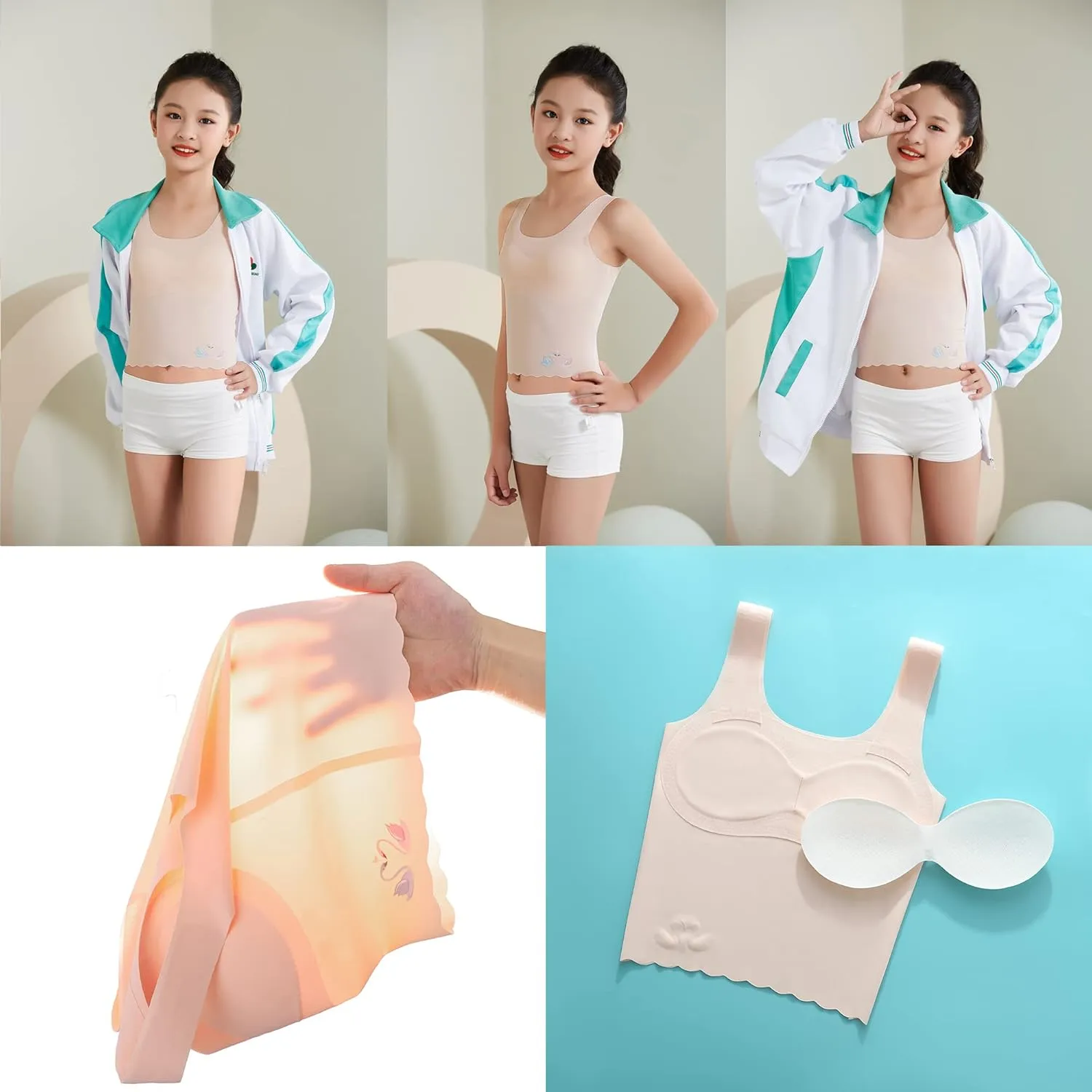 Girls Training Bra-Racerback Sports Seamless Bras, Teen Bra Comfort Seamless, Girls Bra with Removable Mini-A Cup Pad