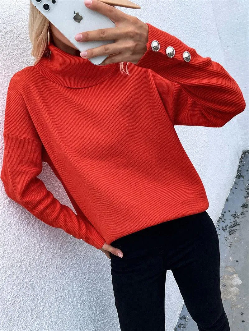 High-neck Women's New Multi-panel Pullover Sweater