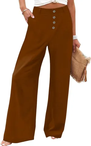 High Waisted Palazzo Wide Leg Flowy Dressy Pants for Women Business Casual Trousers with Pockets