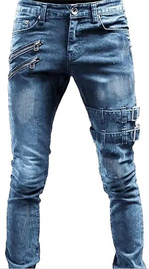 Jeans for Men Skinny Skinny Moto Washed Retro Vintage Denim Jeans Loose Fit Jeans for Men Men Sweatpants with Pockets