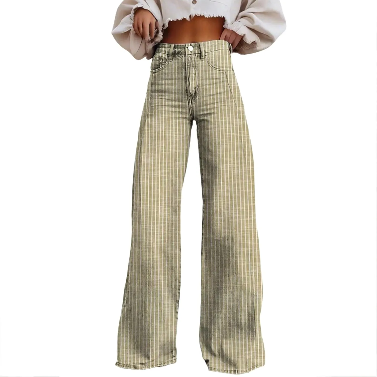Jeans Women Cargo, Flare Jeans Petite Baggy High Waisted 2025 Trendy Wide Leg Summer Trousers Stretchy