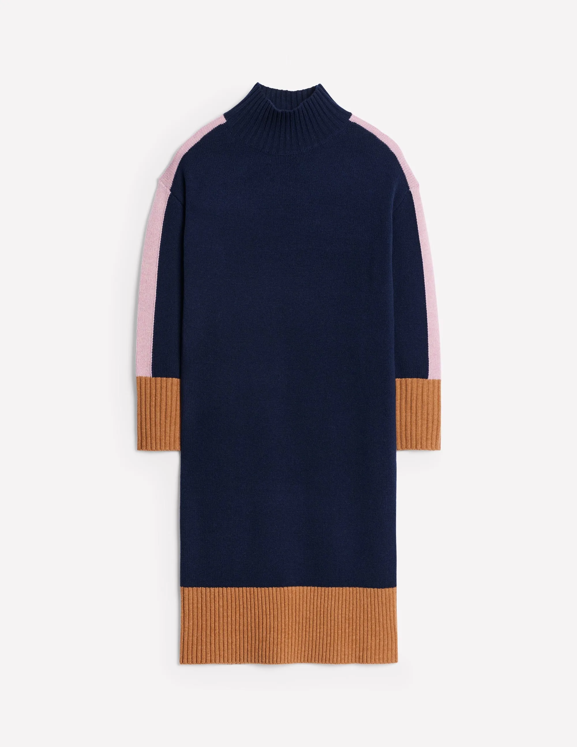 Jessica Merino Knitted Dress-Navy Colourblock