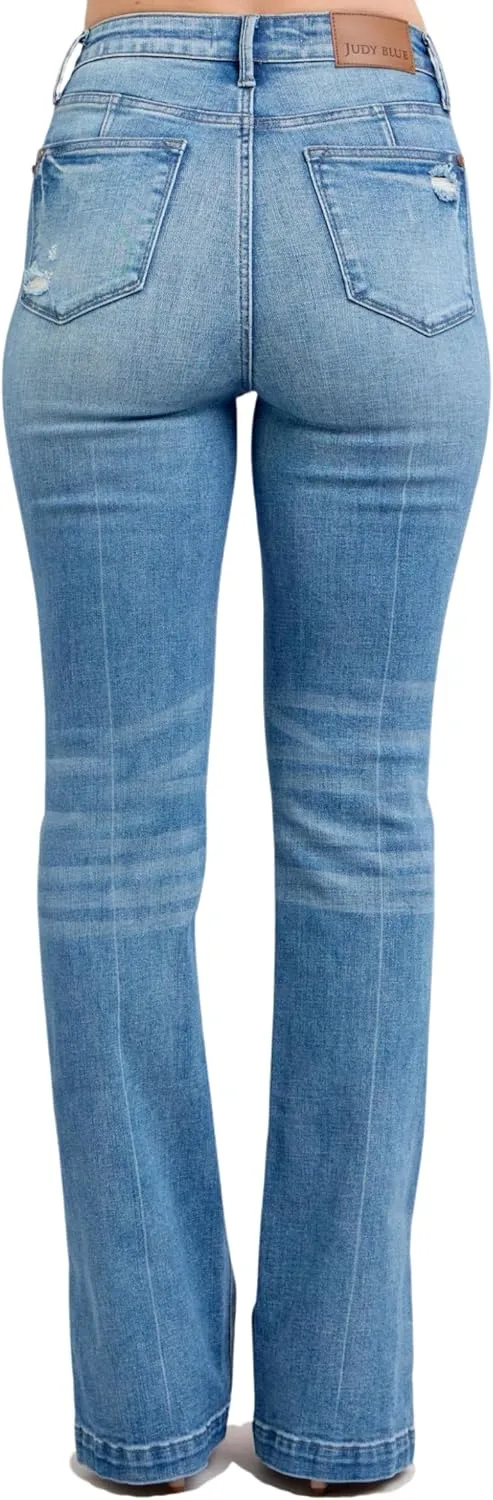 Judy Blue High High Waist Tummy Control Vintage Wash Side Slit Bootcut, Inseam 32"