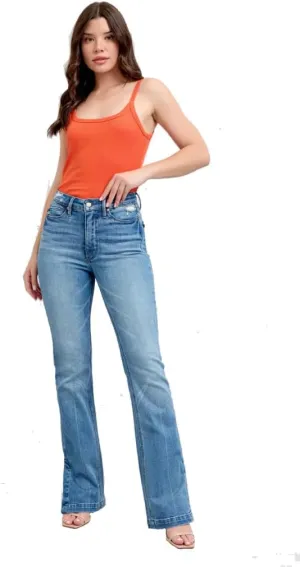 Judy Blue High Waist Tummy Control Vintage Wash Side Slit Slim Boot Jeans, 88930