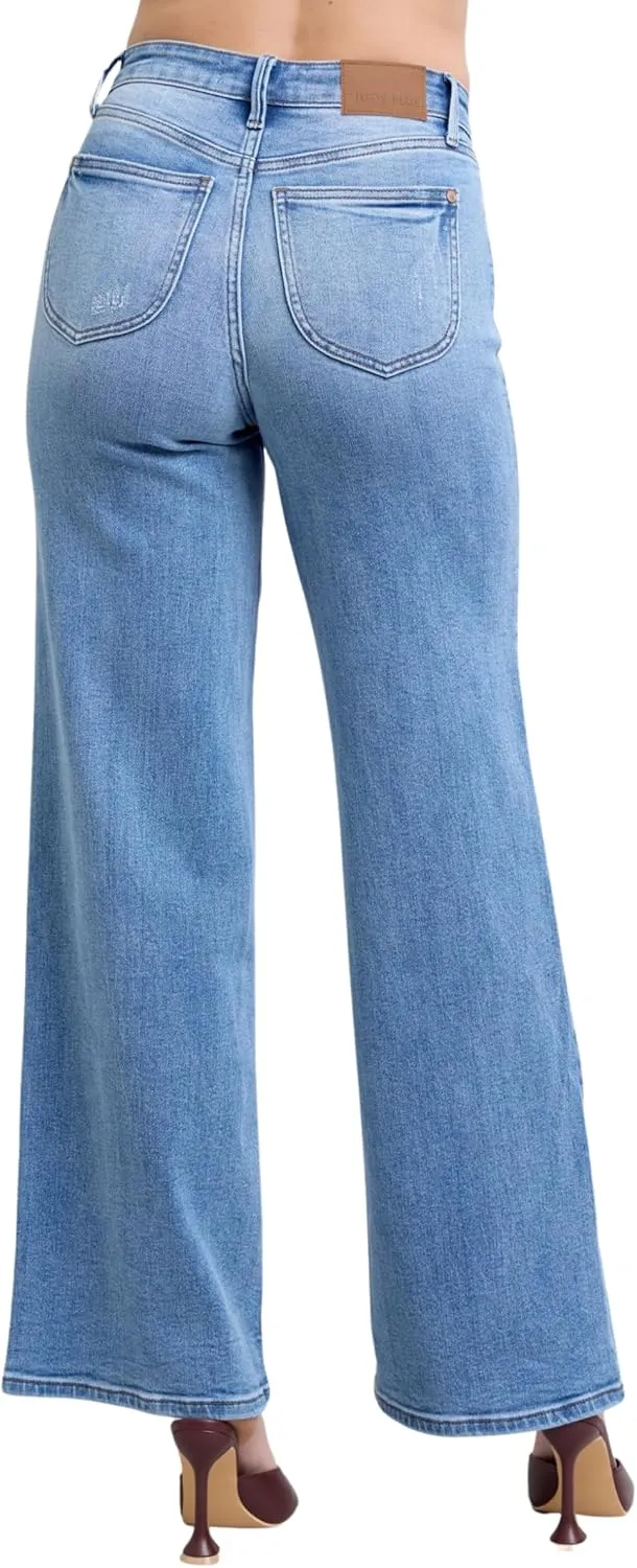 Judy Blue High Waist Vintage Wash Retro Wide Leg, Inseam 33"